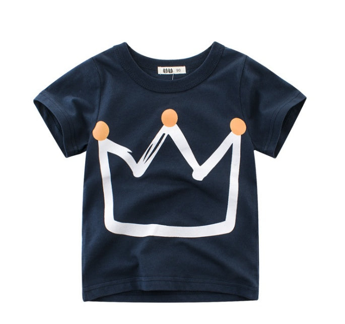 Camiseta de algodón para niños, nueva camiseta coreana de verano para niños, un tesoro para hombres en mangas cortas.