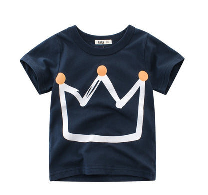 Camiseta de algodón para niños, nueva camiseta coreana de verano para niños, un tesoro para hombres en mangas cortas.