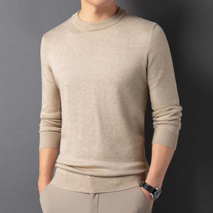 Suéter cálido de cuello redondo de color liso para hombre