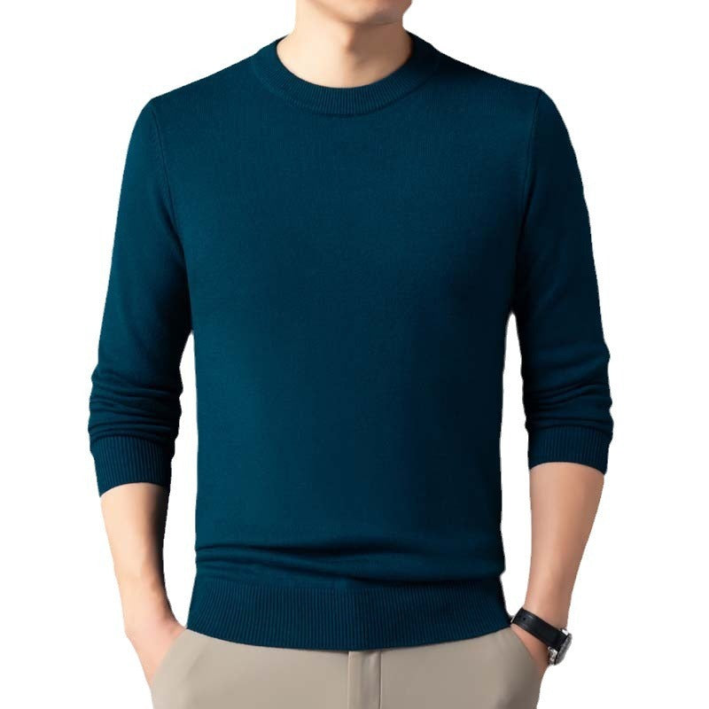 Suéter cálido de cuello redondo de color liso para hombre