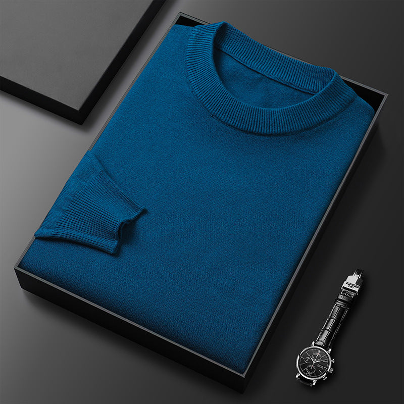 Suéter cálido de cuello redondo de color liso para hombre