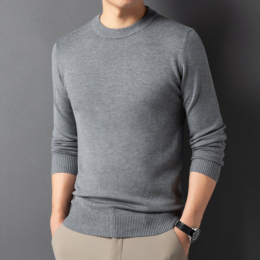 Suéter cálido de cuello redondo de color liso para hombre