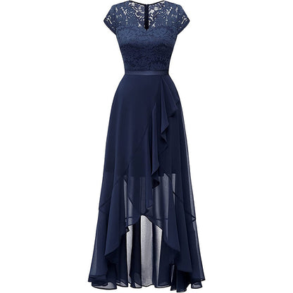 Nuevo y elegante vestido de fiesta de encaje, vestido de noche formal largo para mujer, vestido de dama de honor con bordado floral.