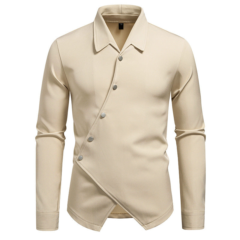 Camisa Ruan Handsome con tapeta oblicua y diseño moderno de alta gama para hombre