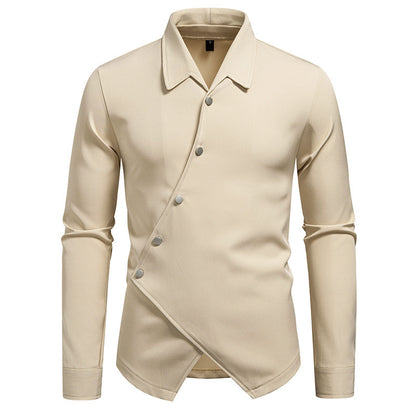 Camisa Ruan Handsome con tapeta oblicua y diseño moderno de alta gama para hombre