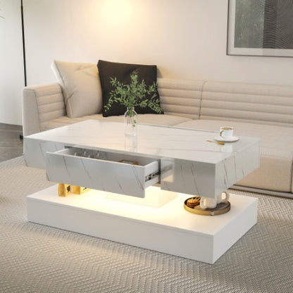 Mesa de centro LED de 17 cm de alto, moderna mesa de centro para sala de estar, mesas de salón, muebles grandes para sala de estar, luces LED