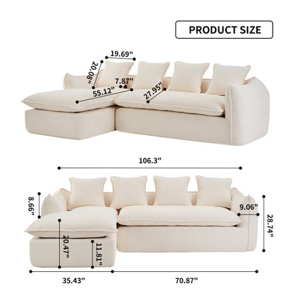 Sofá de 3 plazas con asiento profundo para sala de estar, sofá extragrande y cómodo, sofá en forma de L con chaise longue, muebles para el hogar, sofá cama seccional para apartamento y oficina, orientado a la izquierda.