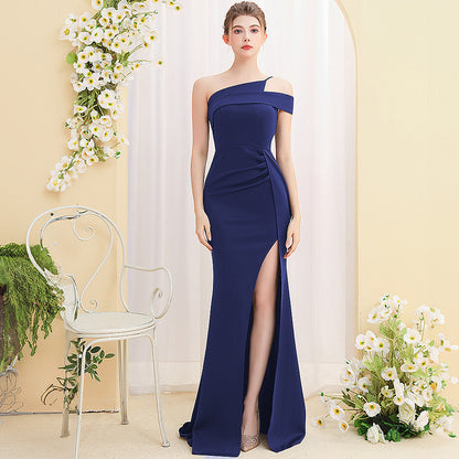 Vestido largo de cola de pez para banquete de damas con temperamento femenino