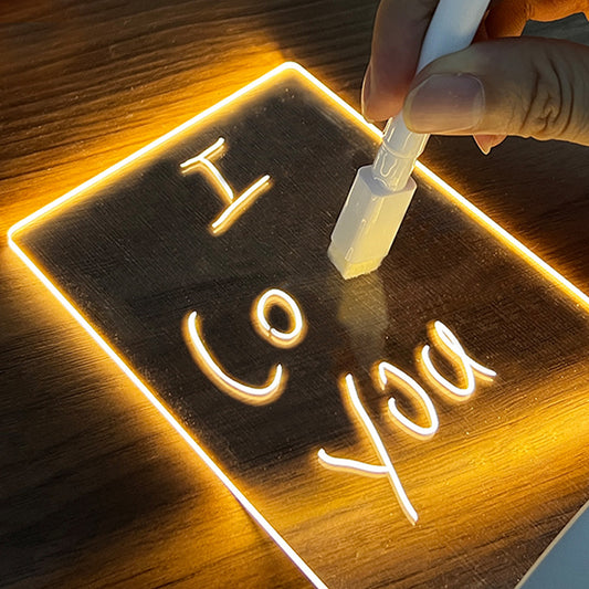Tablero de notas creativo, luz LED nocturna creativa, tablero de mensajes USB, luz navideña con bolígrafo, regalo para niños, novia, decoración, lámpara de noche