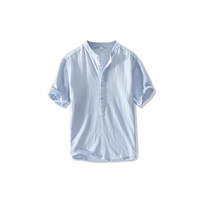 Camisa de lino estilo chino para hombre de verano