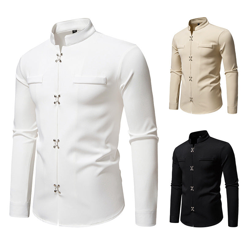 Camisa de manga larga para hombre nueva, elegante, informal, holgada, de alta calidad, estilo Ruan