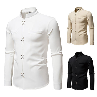 Camisa de manga larga para hombre nueva, elegante, informal, holgada, de alta calidad, estilo Ruan