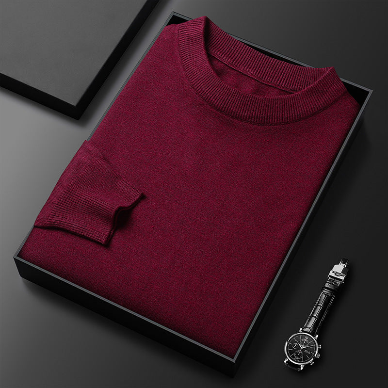 Suéter cálido de cuello redondo de color liso para hombre