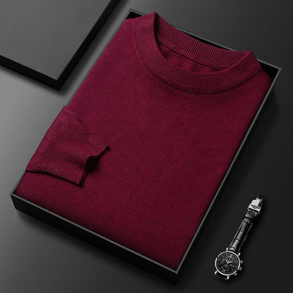 Suéter cálido de cuello redondo de color liso para hombre