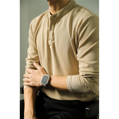 Polo de manga larga para hombre, sencillo, de color liso, para fitness