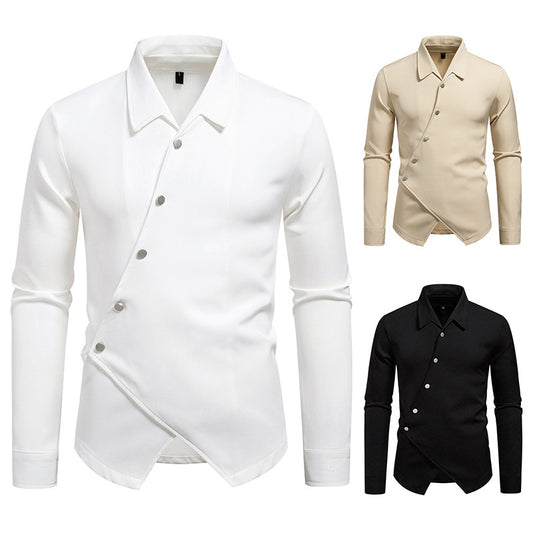 Camisa Ruan Handsome con tapeta oblicua y diseño moderno de alta gama para hombre