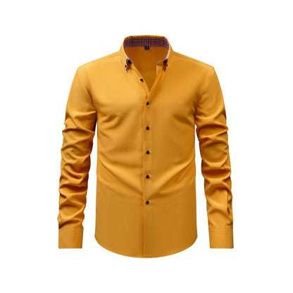 Camisa informal, versátil y de alta gama con doble costura en el cuello