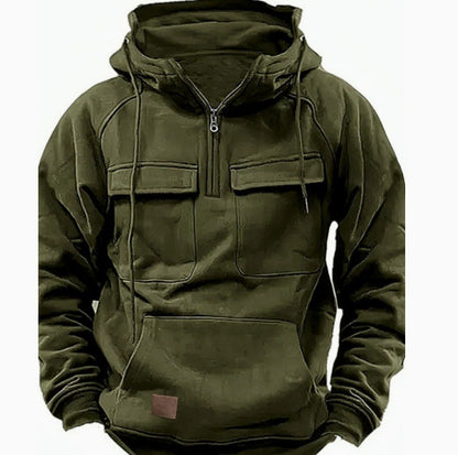 Sudadera con capucha para hombre con cierre, cordón y diseño de bolsillo – Moda casual deportiva