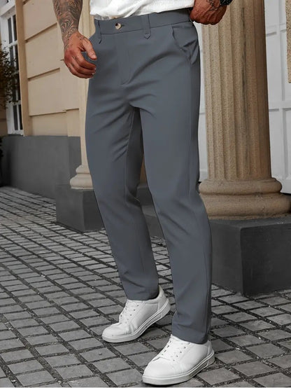 Pantalones de negocios de color liso para hombre, pantalones casuales y versátiles