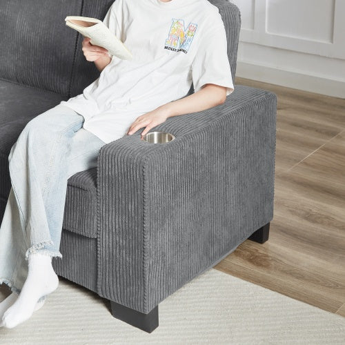 Sofá de pana 83.86, moderno sofá de 3 plazas, ideal para sala de estar, dormitorio y oficina.