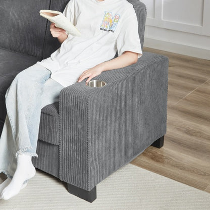 Sofá de pana 83.86, moderno sofá de 3 plazas, ideal para sala de estar, dormitorio y oficina.