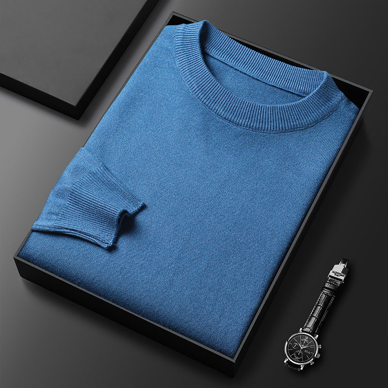 Suéter cálido de cuello redondo de color liso para hombre