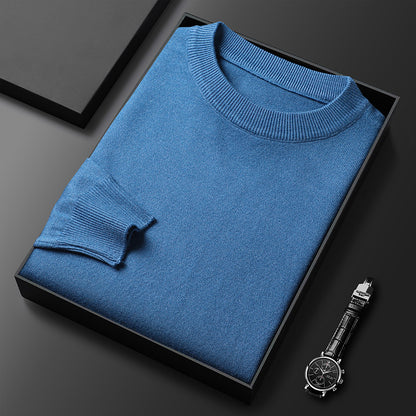 Suéter cálido de cuello redondo de color liso para hombre