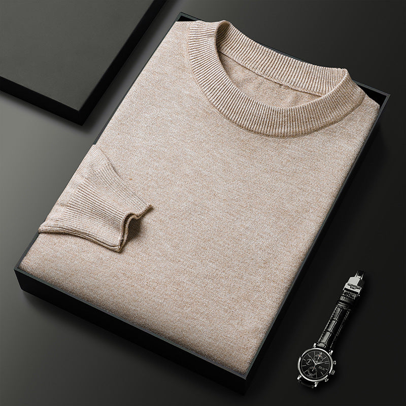 Suéter cálido de cuello redondo de color liso para hombre