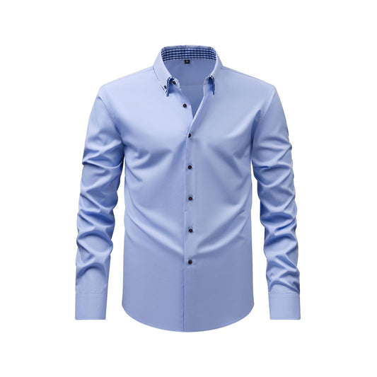 Camisa informal, versátil y de alta gama con doble costura en el cuello