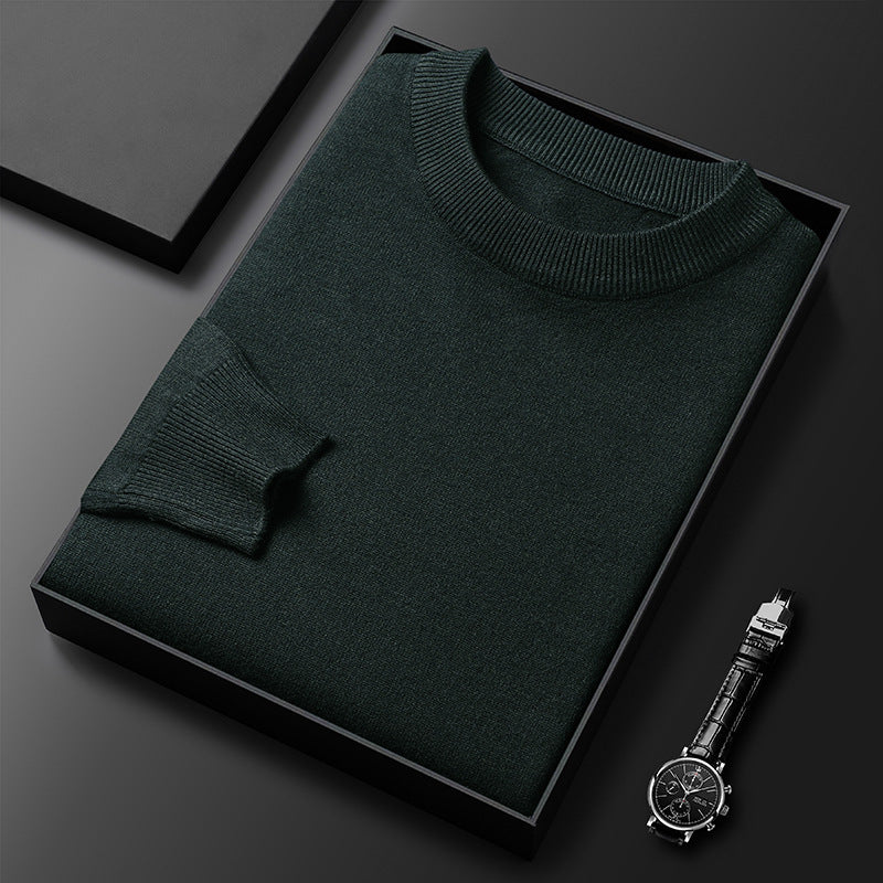 Suéter cálido de cuello redondo de color liso para hombre