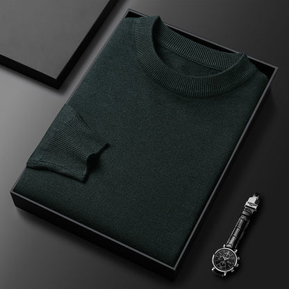 Suéter cálido de cuello redondo de color liso para hombre
