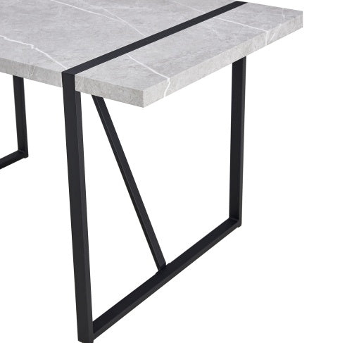 Mesa de comedor moderna, mesa de cocina de 55 pulgadas para 4 personas, mesa rectangular para comedor, oficina en casa, muebles de sala de estar, fácil montaje.