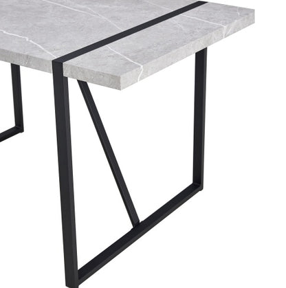Mesa de comedor moderna, mesa de cocina de 55 pulgadas para 4 personas, mesa rectangular para comedor, oficina en casa, muebles de sala de estar, fácil montaje.