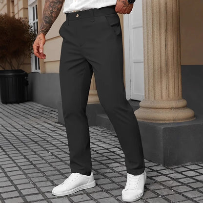 Pantalones de negocios de color liso para hombre, pantalones casuales y versátiles