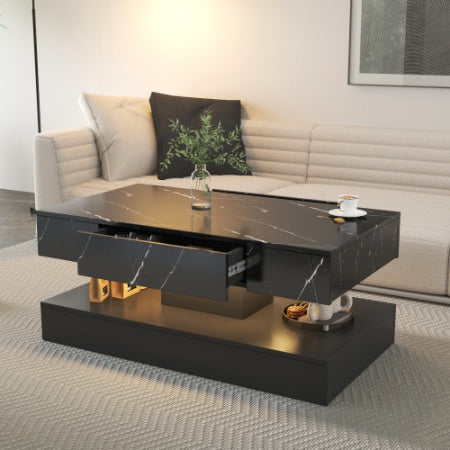 Mesa de centro LED de 17 cm de alto, moderna mesa de centro para sala de estar, mesas de salón, muebles grandes para sala de estar, luces LED