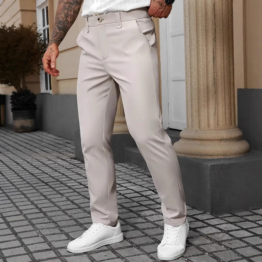 Pantalones de negocios de color liso para hombre, pantalones casuales y versátiles
