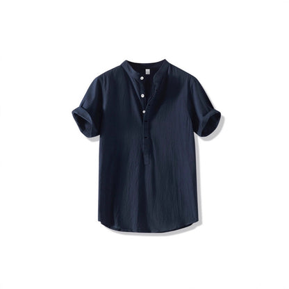 Camisa de lino estilo chino para hombre de verano