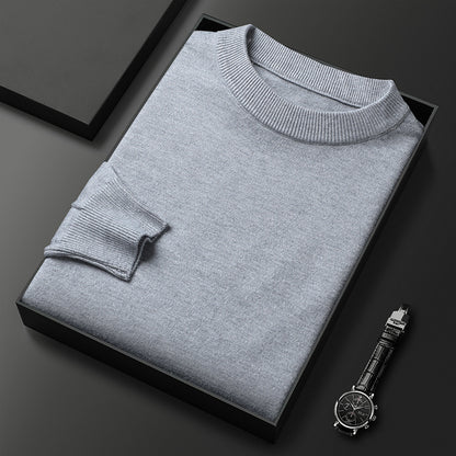 Suéter cálido de cuello redondo de color liso para hombre