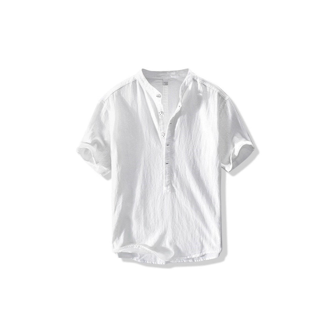 Camisa de lino estilo chino para hombre de verano