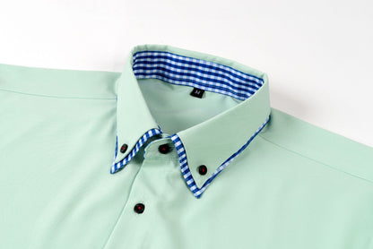 Camisa informal, versátil y de alta gama con doble costura en el cuello
